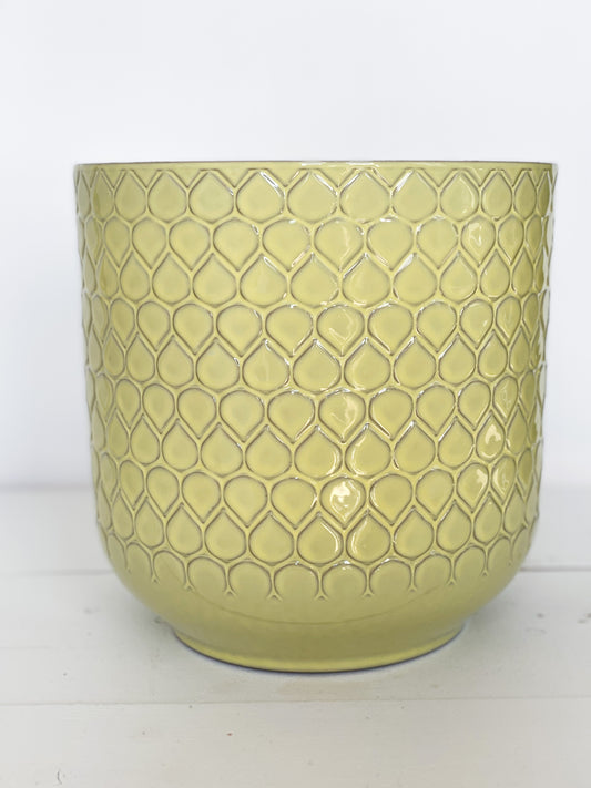 10” Soft Yellow Ceramic Pot