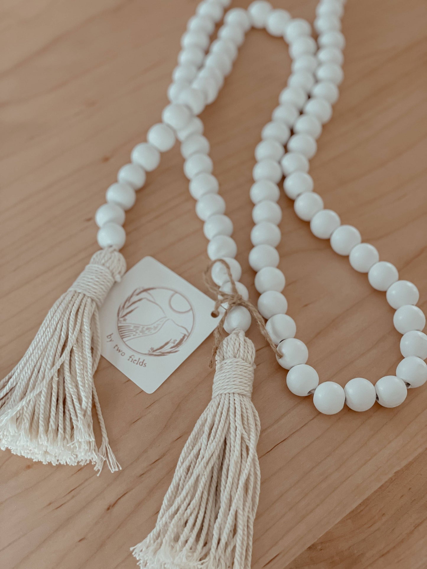White Wood Bead Garland