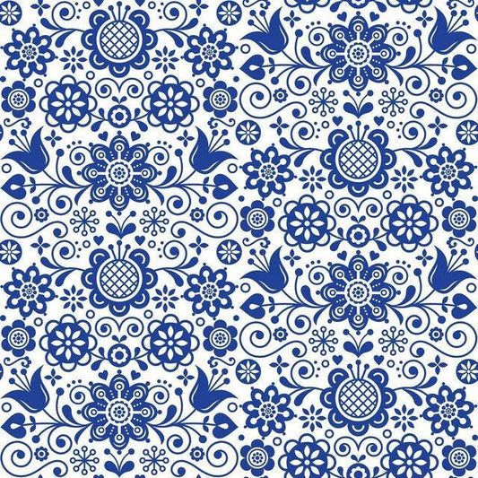 Premium Rice Decoupage Paper - Blue Glass Ornate