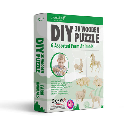 DIY 3D Wooden Puzzle 6ct