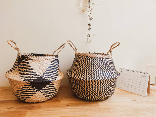 Belly Basket in Black Diamond Pattern