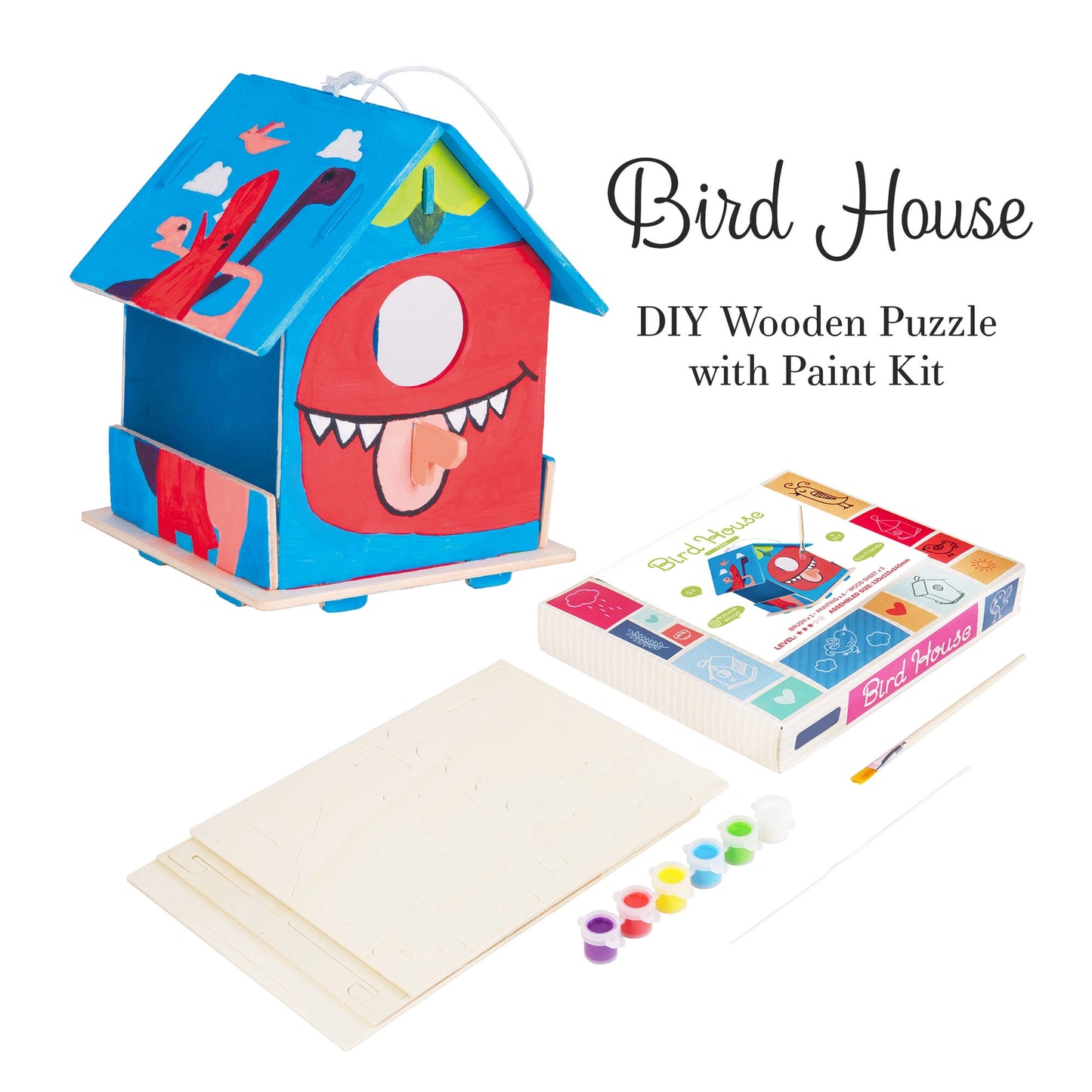 DIY 3D Wooden Birdhouse with Paint Kit