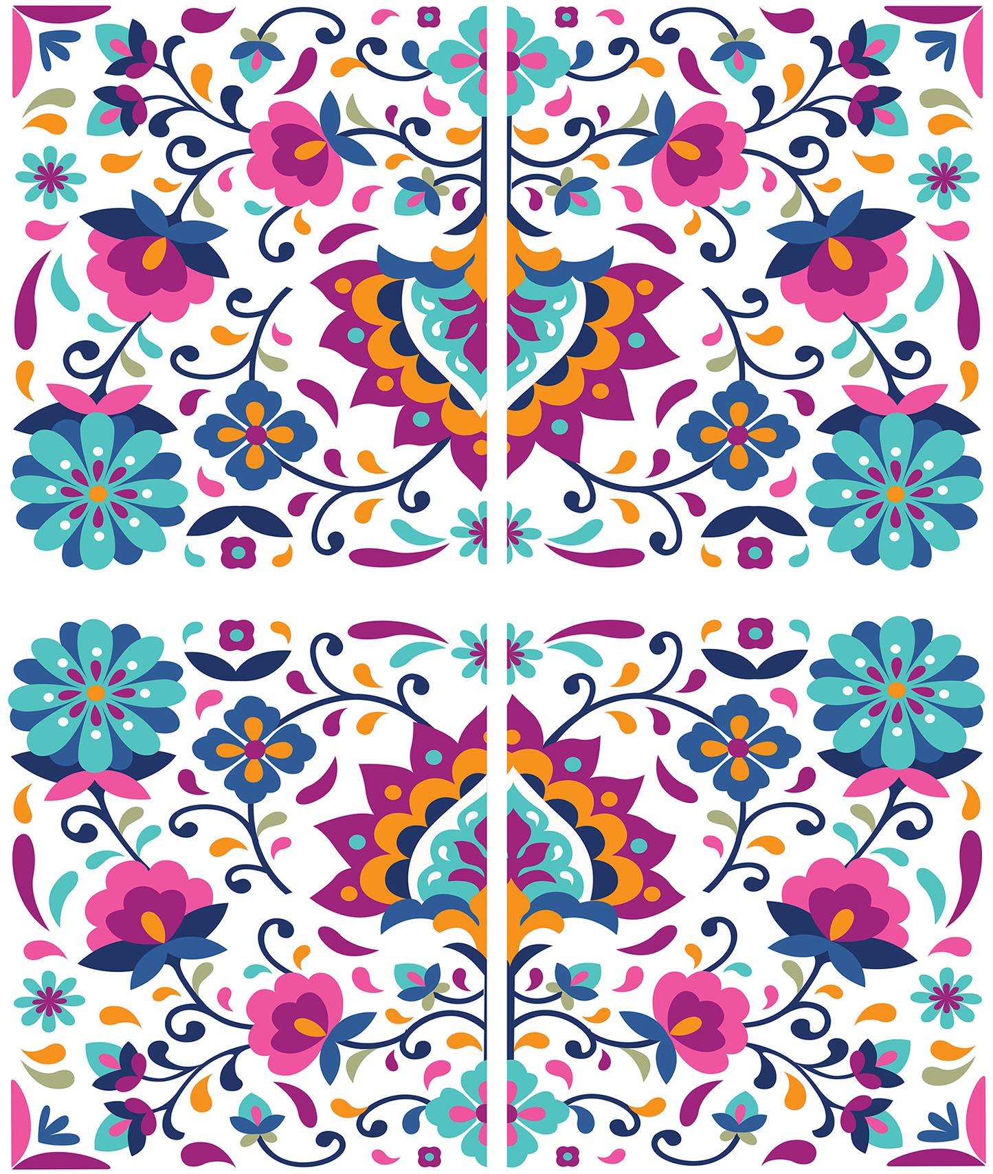 Latin Floral Rub-On Transfer