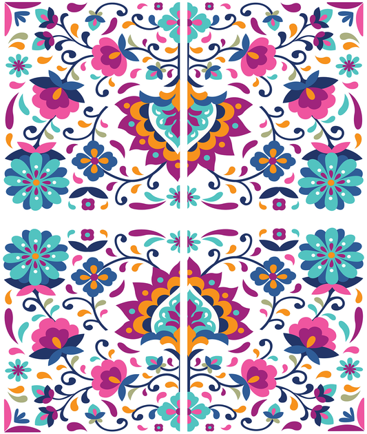 Latin Floral Rub-On Transfer