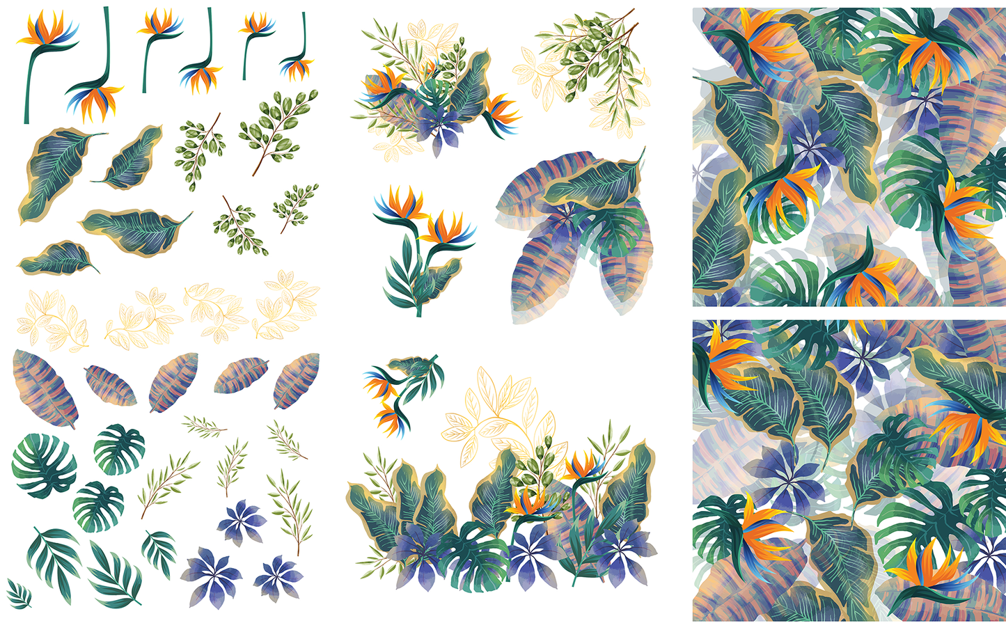 Tropical Leaves Rub-On Transfer
