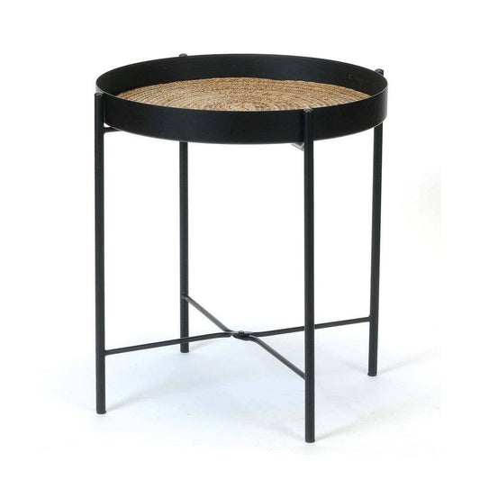 Metal & Banana Leaf Side Table