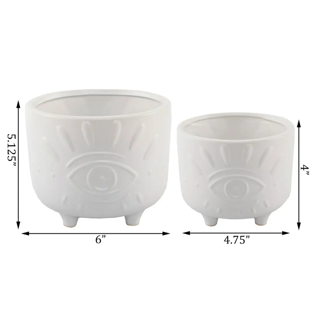 Evil Eye Footed Ceramic Planter
