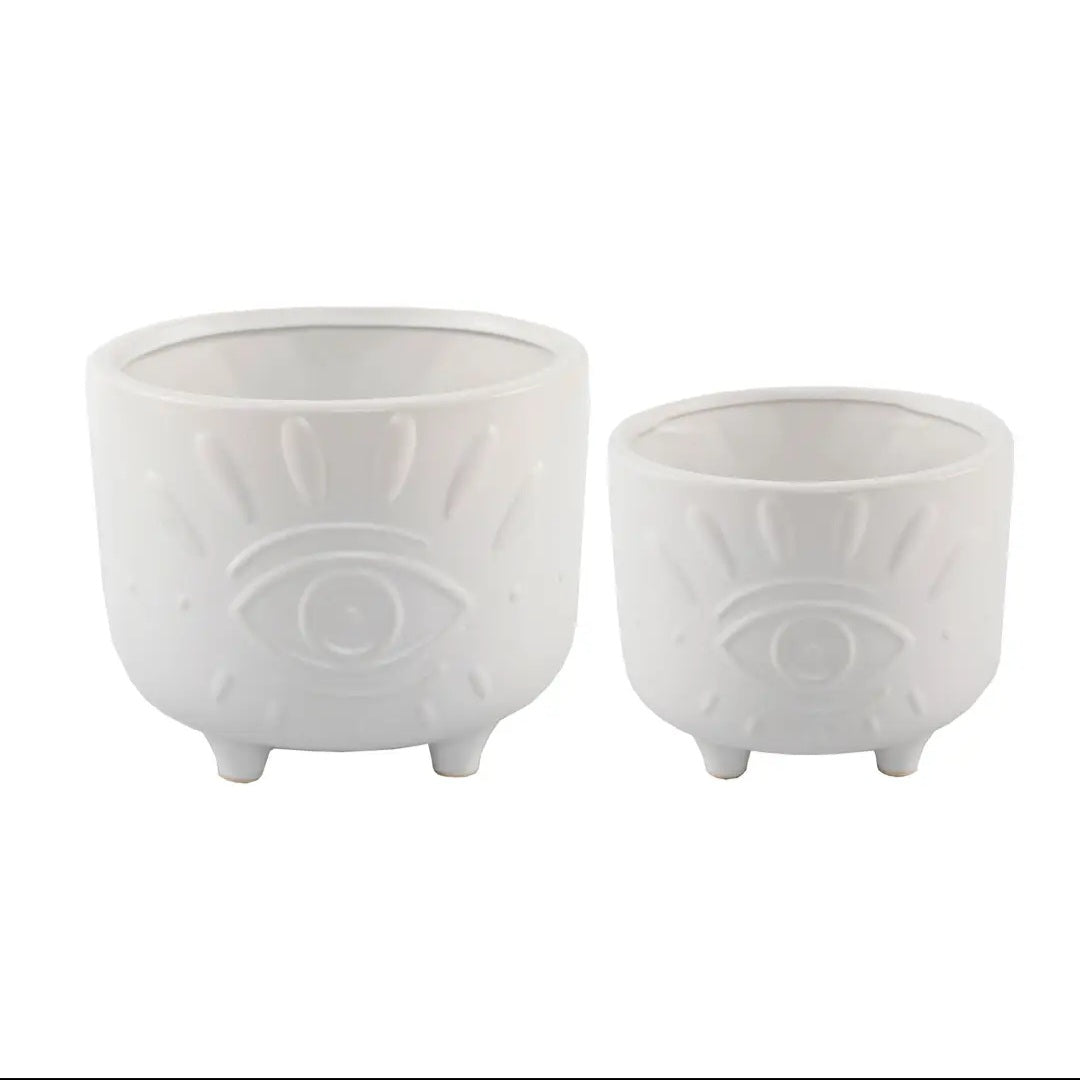 Evil Eye Footed Ceramic Planter