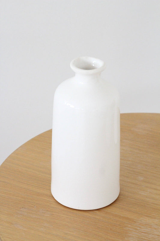 Farmhouse White Bud Vases for Dried and Fresh Flowers
