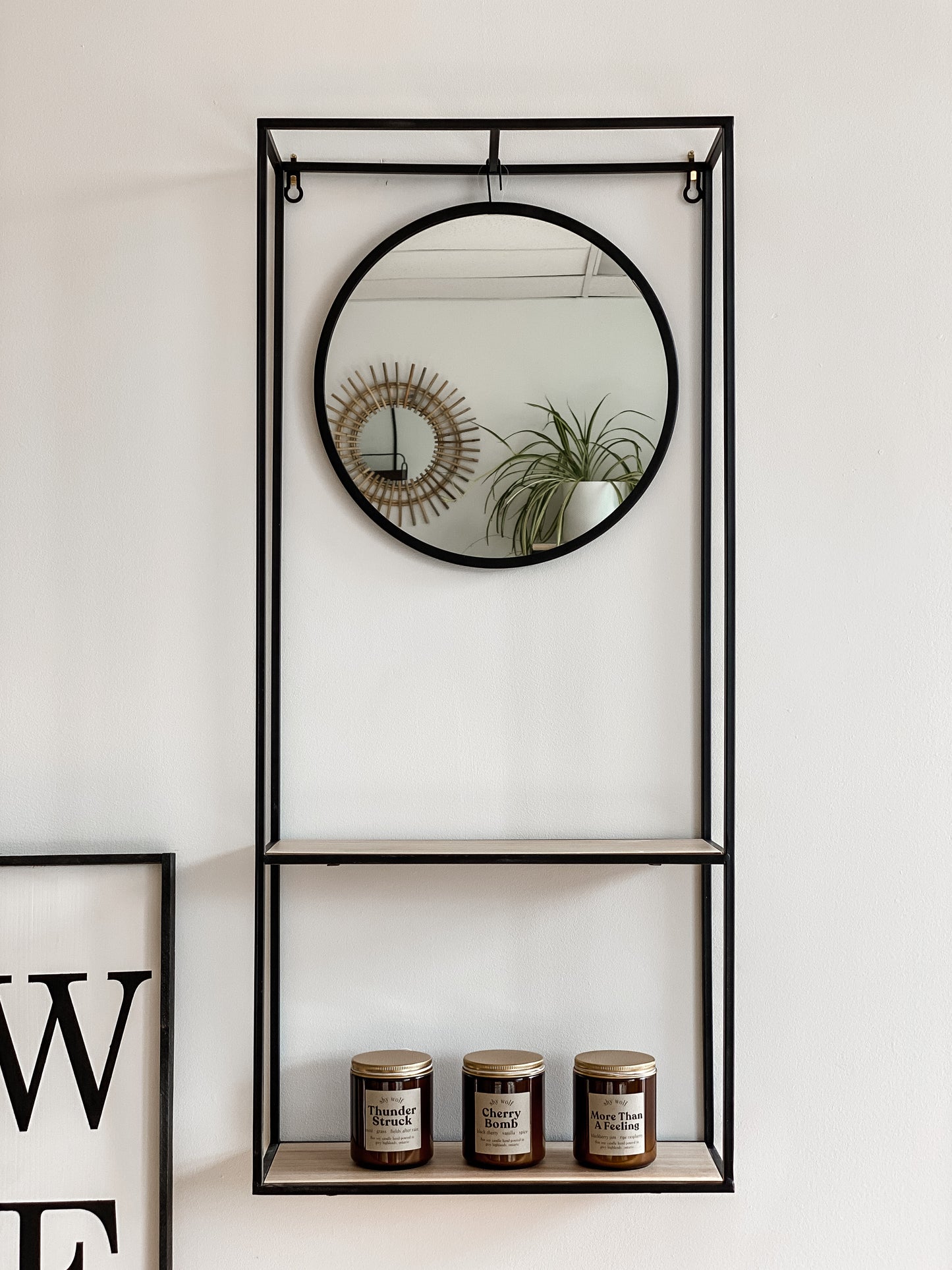 Wall Shelf w/ Hanging Mirror